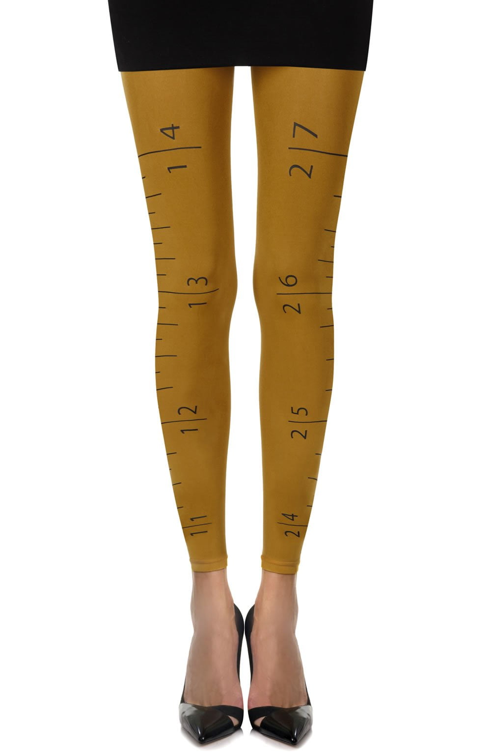 Zohara "Tape Measure" Mustard Footless Tights