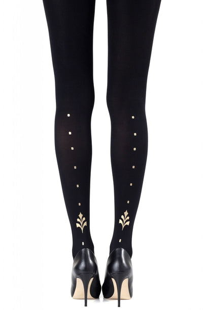 Zohara "Dot Calm" Gold Print Tights