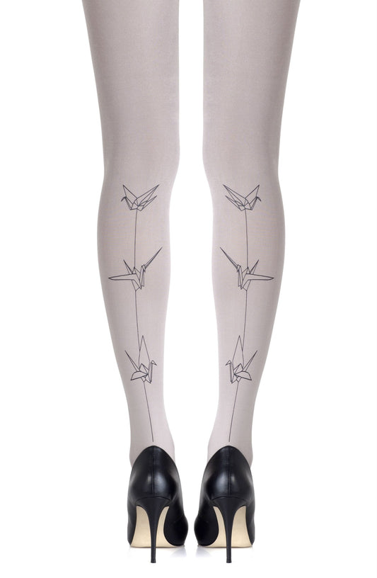 Zohara "Paper Planes" Light Grey Tights