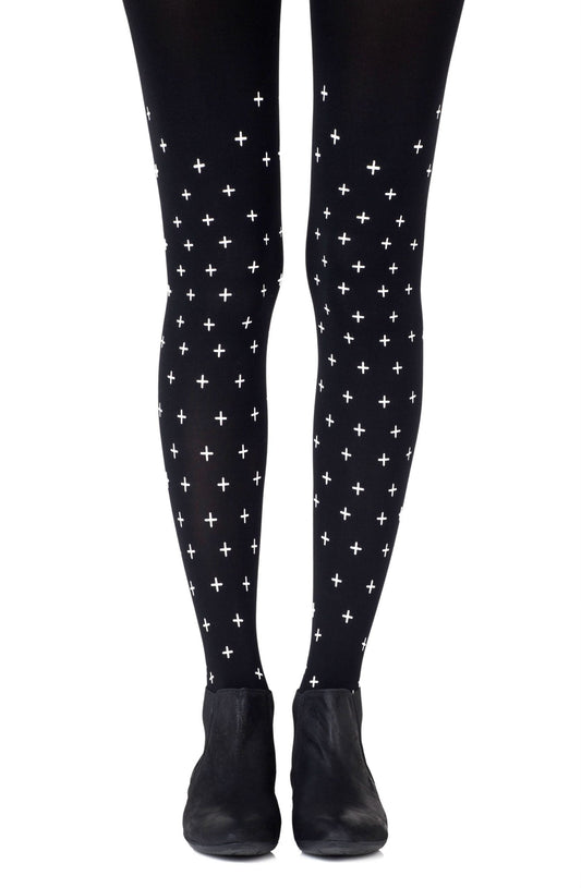 Zohara "You + Me = Love" Black Tights